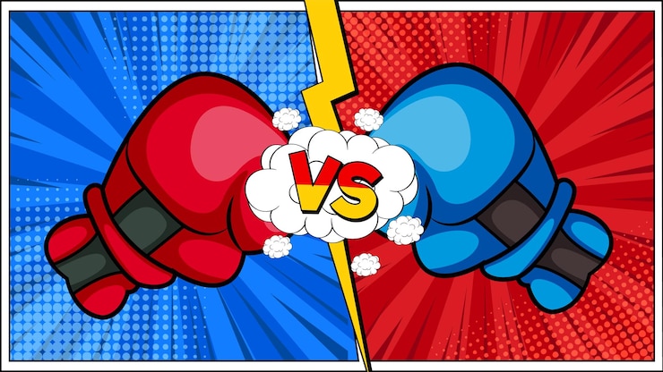 Vetor grátis luvas de boxe enfrentam-se ao estilo dos quadrinhos