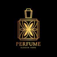 Vetor grátis luxo e logotipo de perfume de design dourado