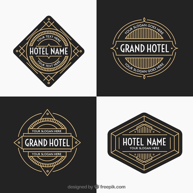 Vetor grátis luxo pacote hotéis golden logos
