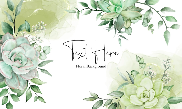 Vetor grátis luxo verde aquarela floral fundo
