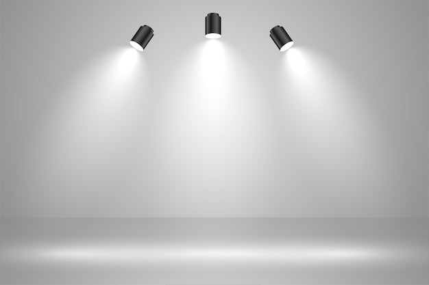 Luzes de estúdio realistas desenho de fundo vazio
