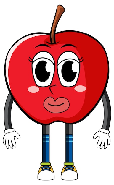 Vetor grátis maçã vermelha com braços e pernas