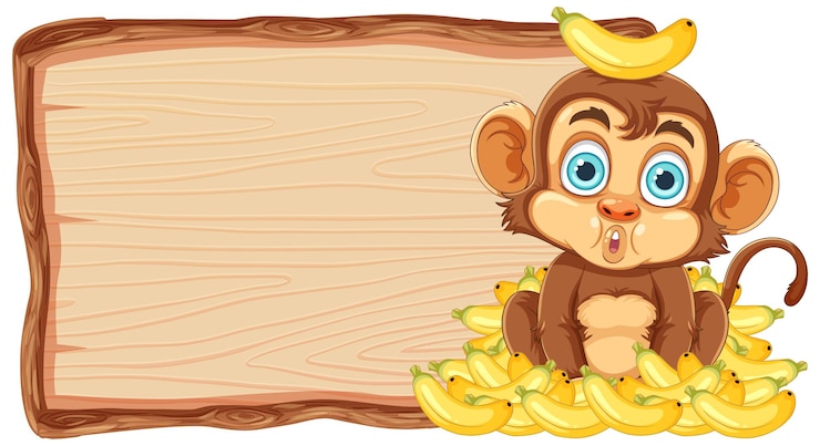 Vetor grátis macaco bonito com placa de madeira