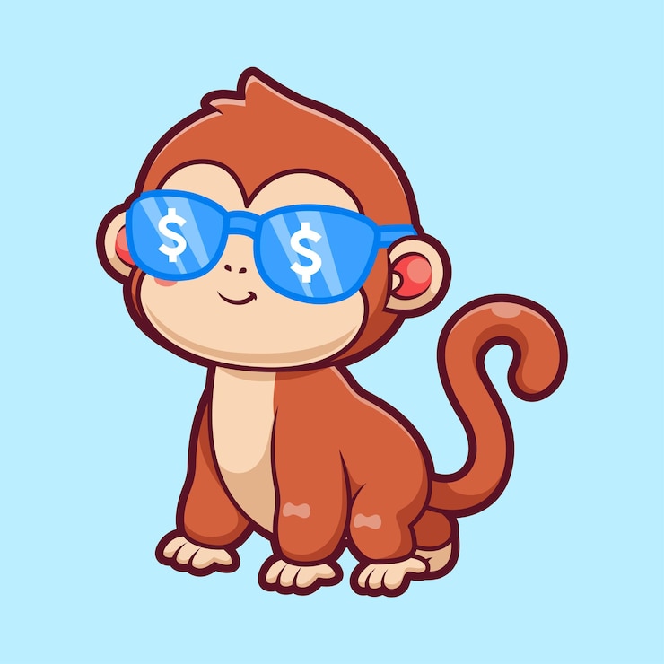 Vetor grátis macaco bonito usando óculos ícone vetorial de desenho animado ilustração ícone de natureza animal isolado plano