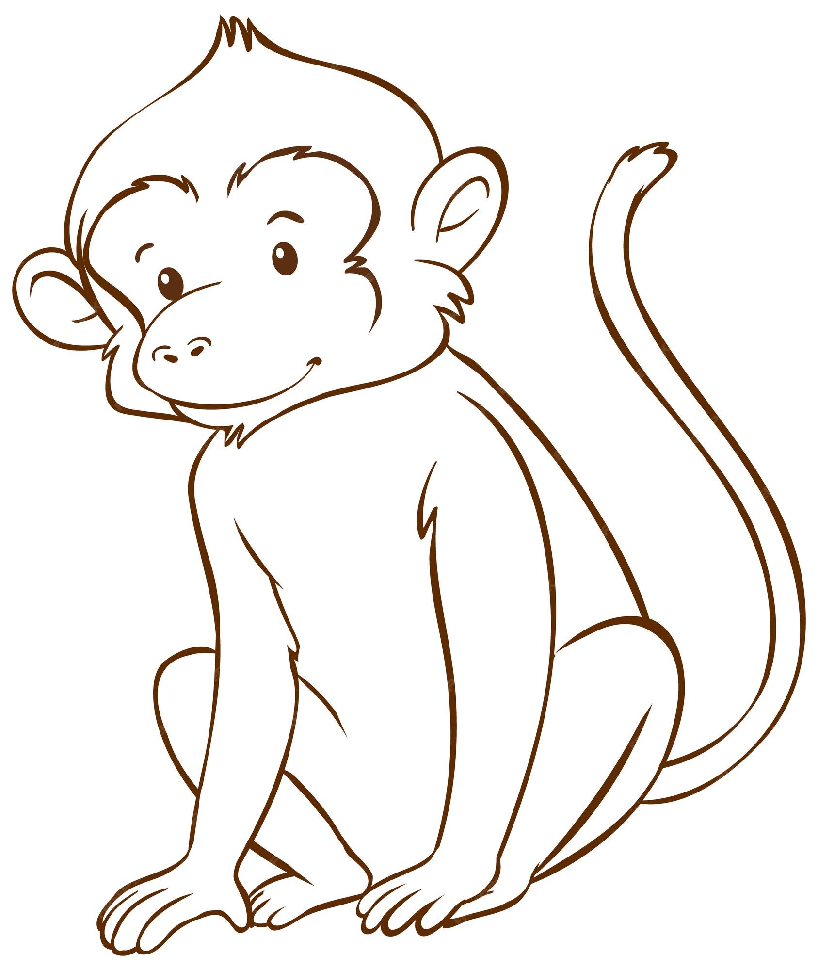 Macaco em estilo simples doodle no fundo branco