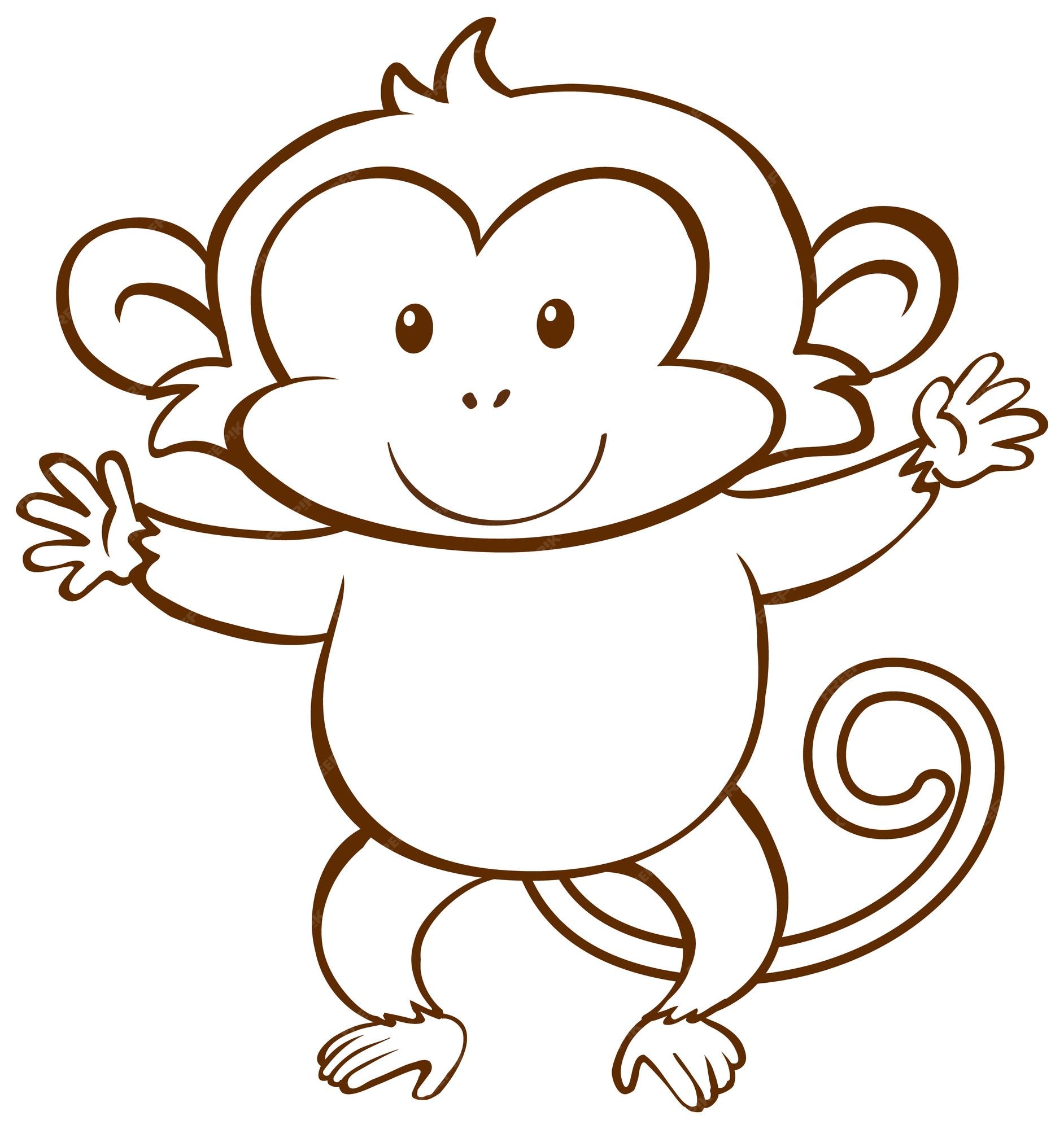 Macaco em estilo simples doodle no fundo branco