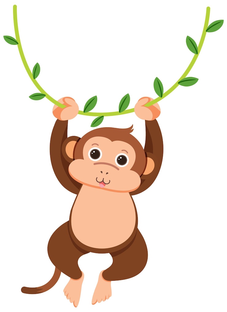 Vetor grátis macaco pendurado na liana