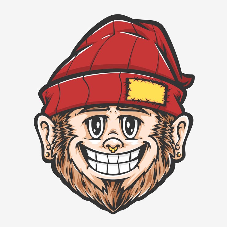 Vetor grátis macaco sorridente usando chapéu de boné
