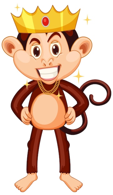 Vetor grátis macaco usando coroa de personagem de desenho animado