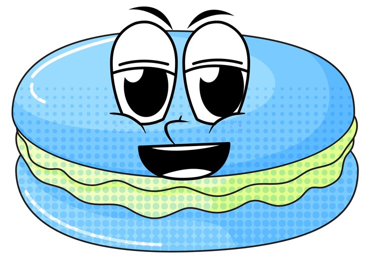 Vetor grátis macaron azul com cara de feliz