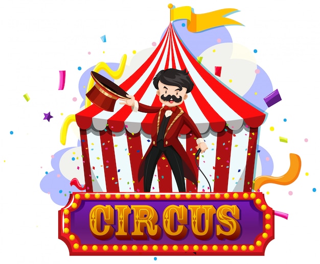 Vetor grátis mágico de circo uma tenda com sinal isolado