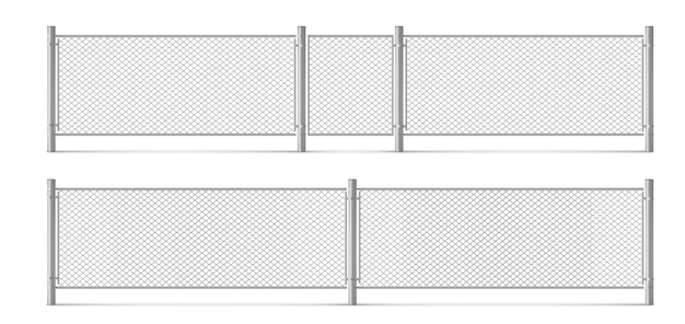 Vetor grátis malha de cerca de grade de metal de arame com portão 3d