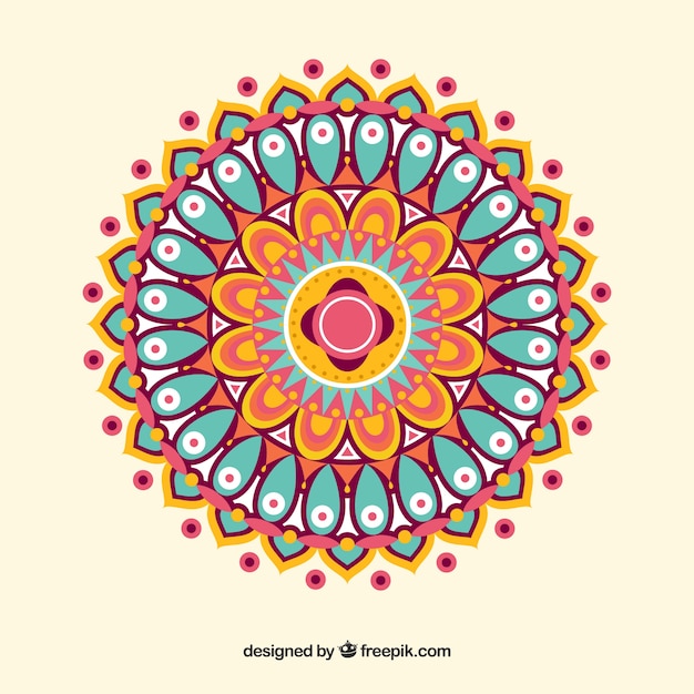 Mandala colorida em estilo simples