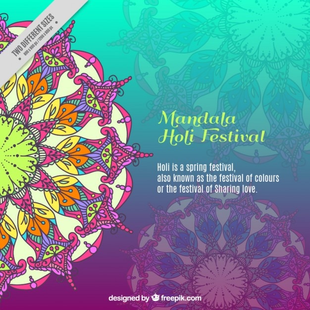 Vetor grátis mandala colorida holi fundo