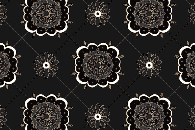 Mandala preta com padrão floral de fundo floral