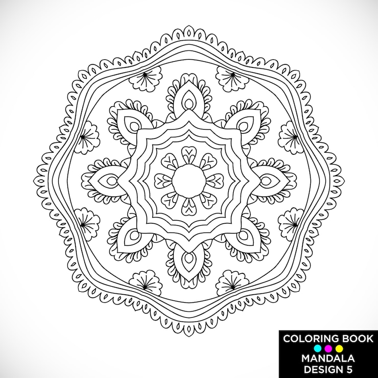 Vetor grátis mandala preta para colorir livro