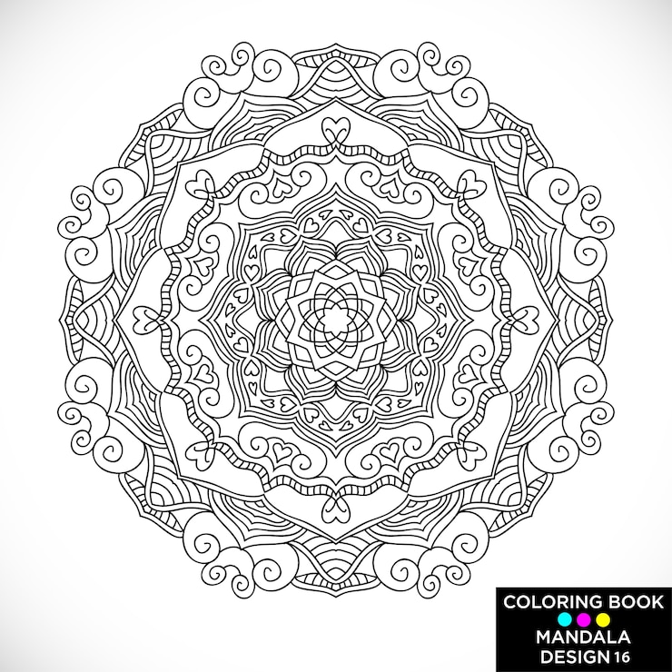 Vetor grátis mandala preta para colorir livro