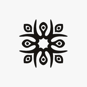 Mandala tribal flor símbolo logotipo em fundo branco estêncil decalque tatuagem vector design