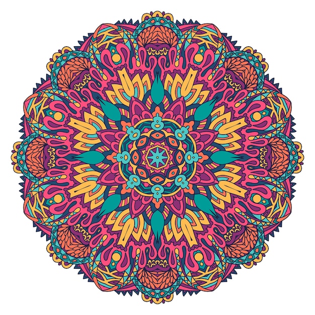 Mandala vector seamless pattern art. estampa de medalhão de flores. Vetor Premium