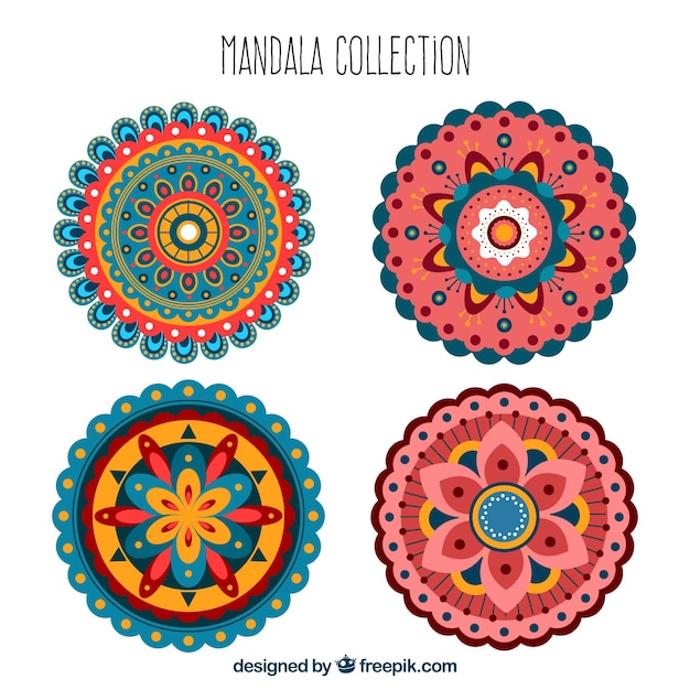 Mandalas bonitas e decorativas em design plano