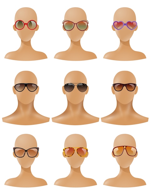 Vetor grátis manequins heads display sunglasses set realista