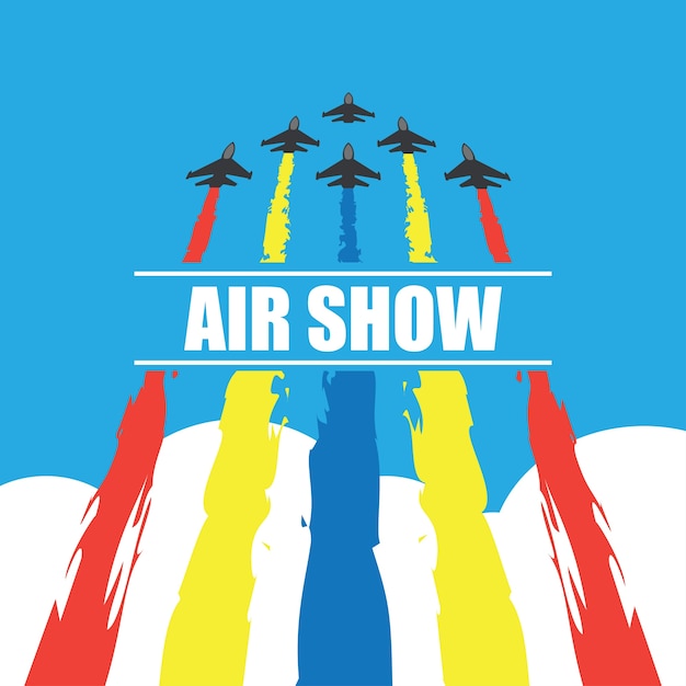 Vetor grátis manobra de um avião de combate no céu azul para exibição de exibição aérea. ilustração vetorial