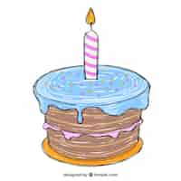 Vetor grátis mão bolo de aniversário desenhada