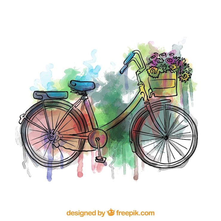 Vetor grátis mão colorida bicicleta pintada