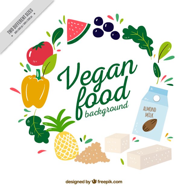 Mão comida vegan elaborado com ingredientes de fundo