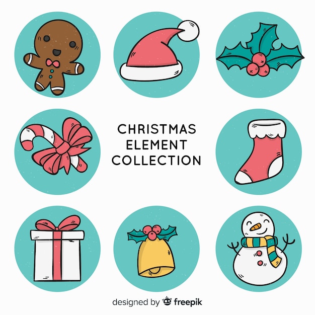 Mão criativa desenhada coleção de elementos de Natal