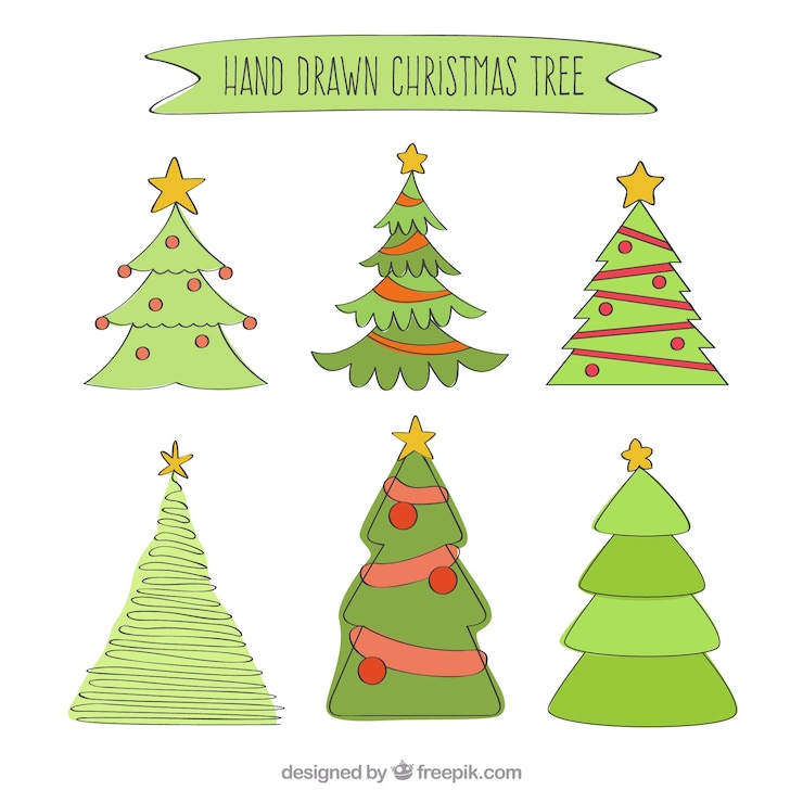 Vetor grátis mão da árvore de natal desenhada