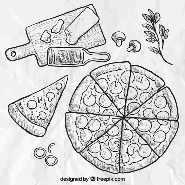 Vetor grátis mão de pizza desenhada