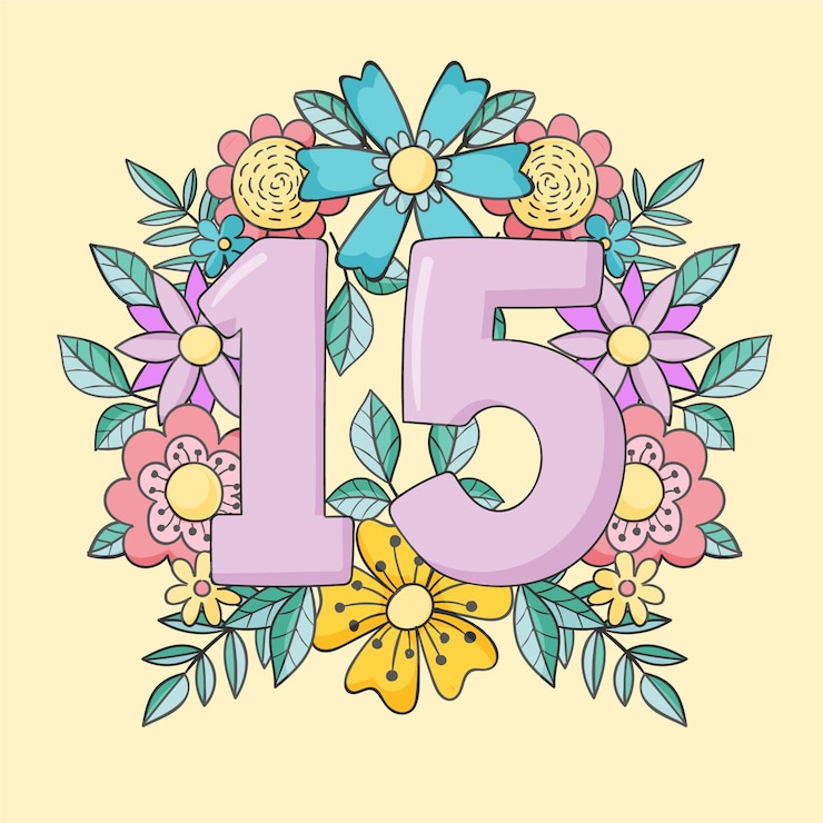 Vetor grátis mão desenhada 15º aniversário ou aniversário