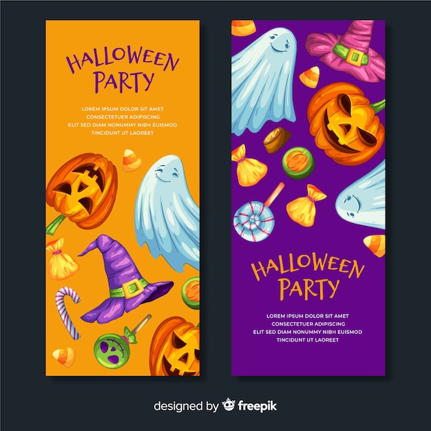 Mão desenhada banners de halloween