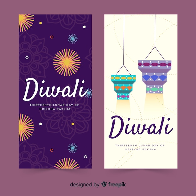 Mão desenhada banners web de diwali