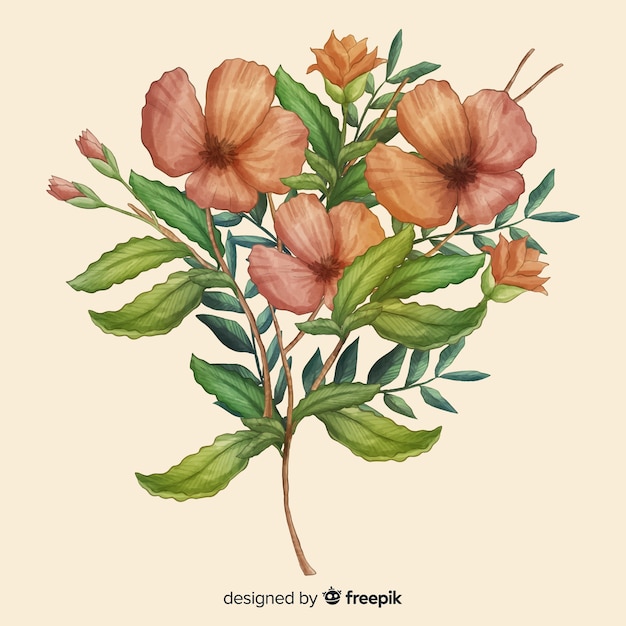 Mão desenhada bouquet floral realista