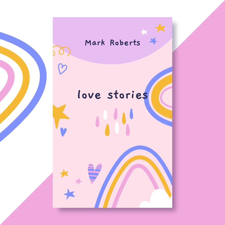 Vetor grátis mão desenhada capa colorida de livro de amor