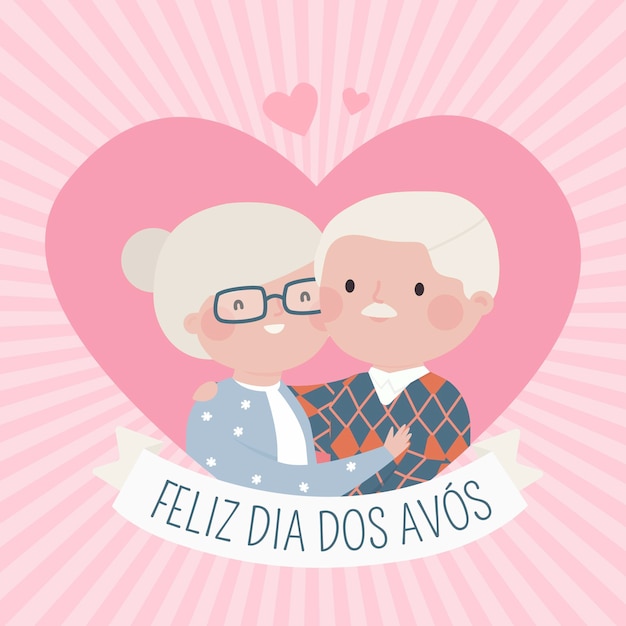 Vetor grátis mão desenhada casal feliz avós