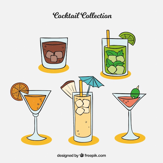 Vetor grátis mão desenhada cocktail coleção