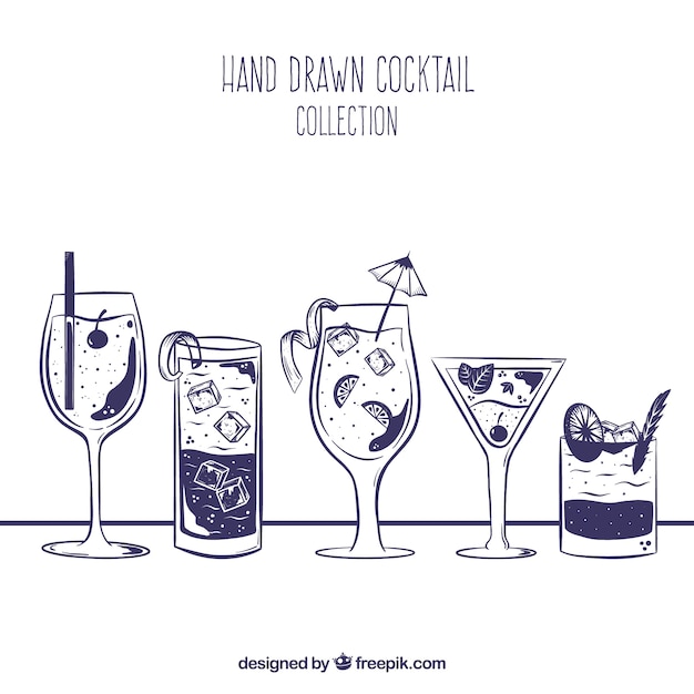 Vetor grátis mão desenhada cocktail coleção