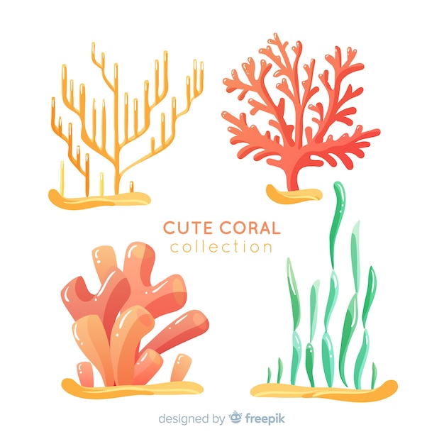 Mão desenhada coleção coral subaquática