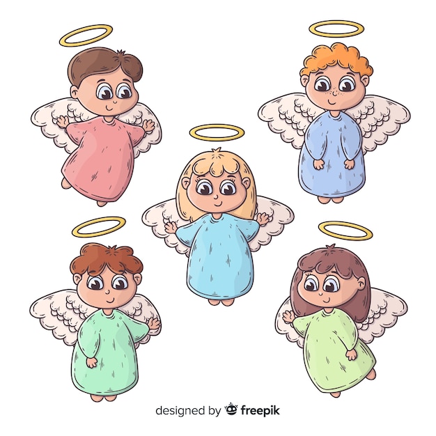 Mão desenhada coleção de anjo de natal