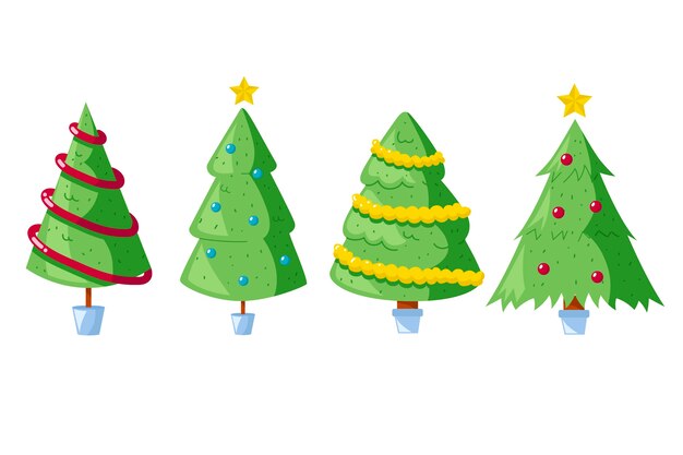 Mão desenhada coleção de árvore de Natal