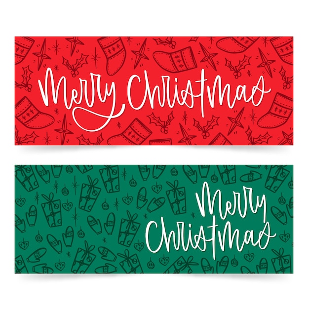 Mão desenhada coleção de banners de natal