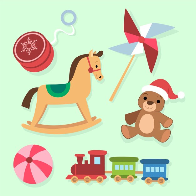 Mão desenhada coleção de brinquedos de Natal