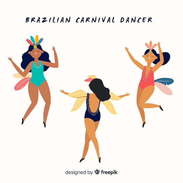 Mão desenhada coleção de dançarina de carnaval brasileira