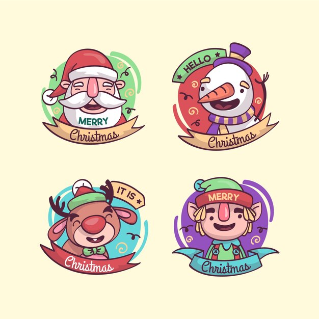Mão desenhada coleção de distintivo de Natal