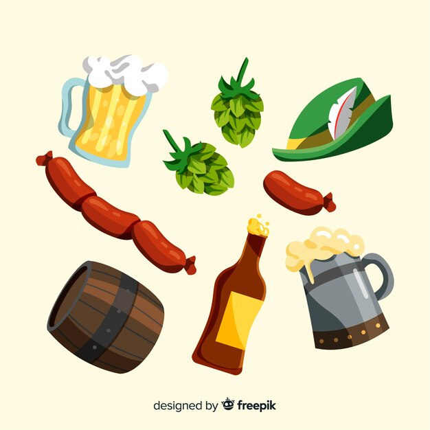 Mão desenhada coleção de elementos da oktoberfest