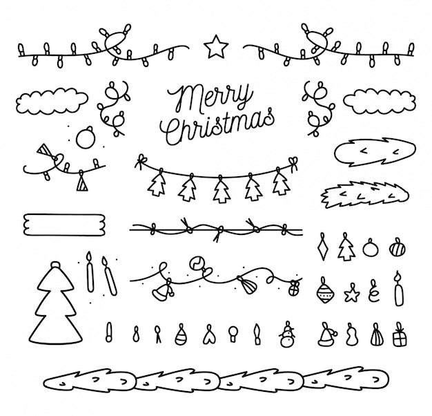 Mão desenhada coleção de elementos de Natal
