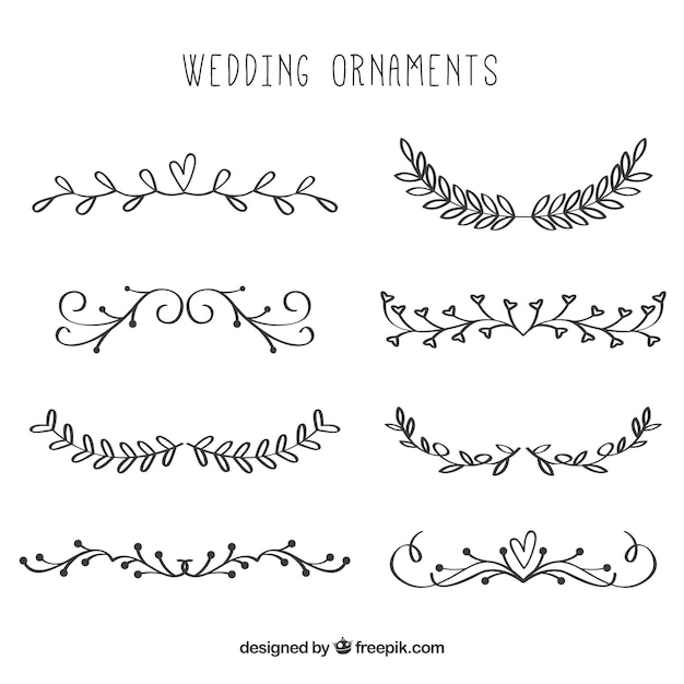 Mão desenhada coleção de enfeite de casamento